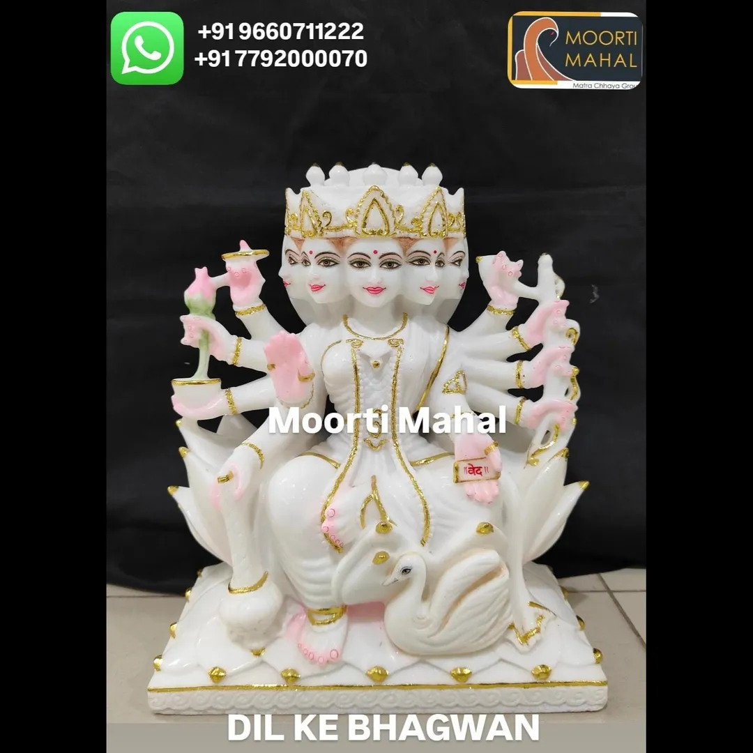 WHITE MARBLE GAYATRI MATA STATUE