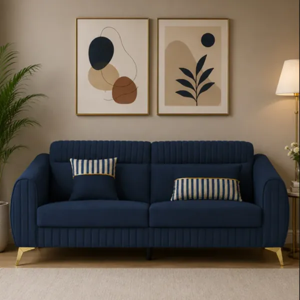 Luxury Blue 3 Seater Sofa Manufacturer in Delhi – Divine Oakwood