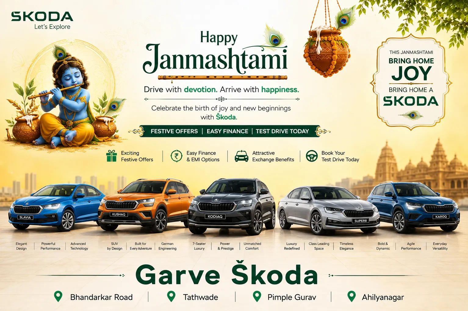 Janmashtami Škoda Offers Near Bhandarkar Road, Tathwade & Pimple Gurav | Garve Škoda