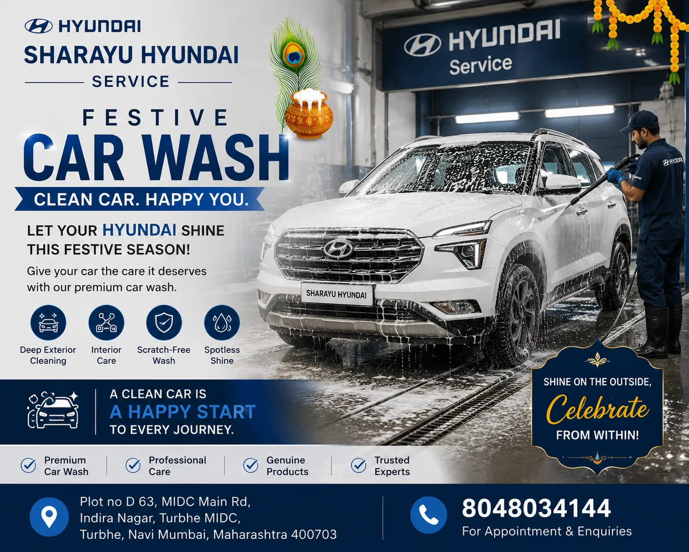 Festive Car Wash in Turbhe | Give Your Hyundai a Celebration-Ready Shine | Sharayu Hyundai