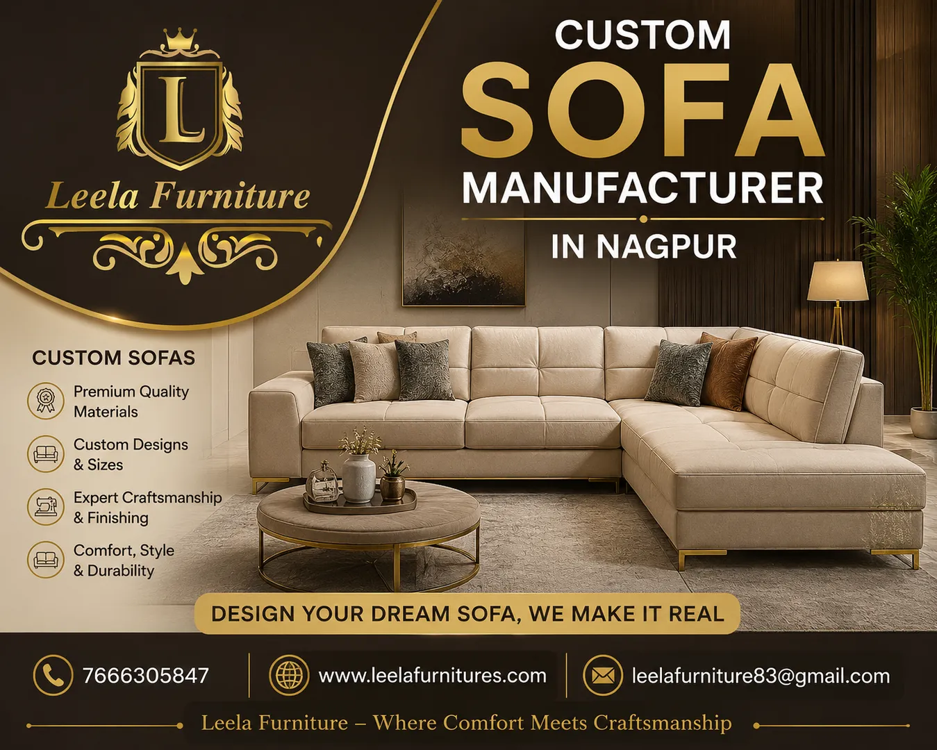 Custom Sofa Manufacturer in Nagpur – Leela Furniture