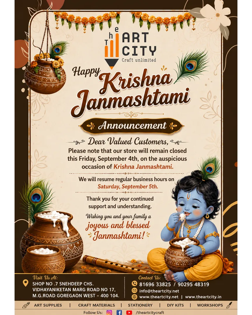 Happy & Blessed Krishna Janmashtami ! , THE ART CITY – ART & CRAFT SUPPLY STORE