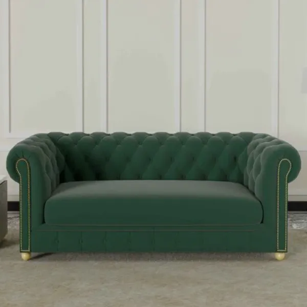Green Chester Sofa Manufacturer in Delhi | Divine Oakwood