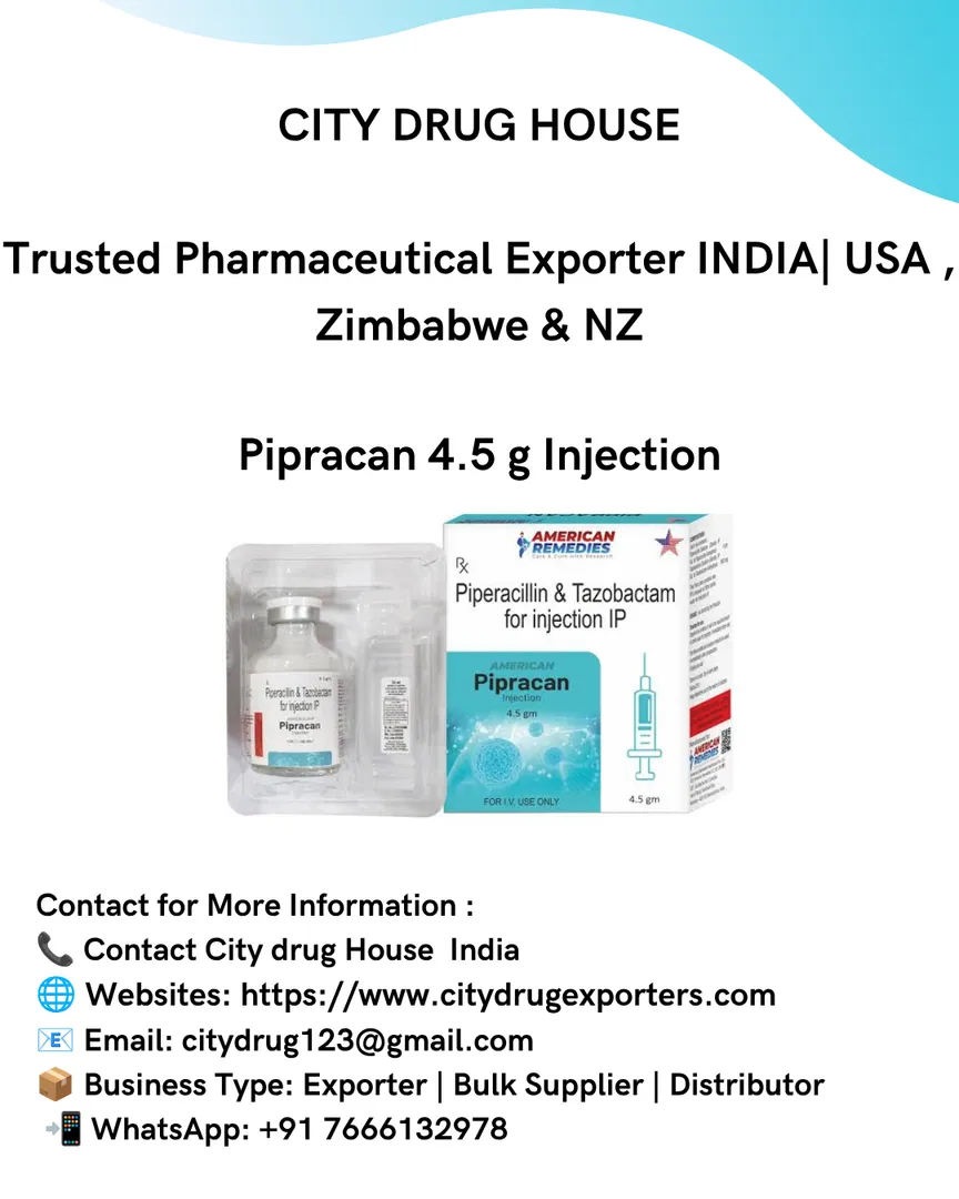 Pipracan 4.5 g Inj| Buy Online from City Drug House – USA, NZ, Zimbabwe , Bangladesh & Philippines
