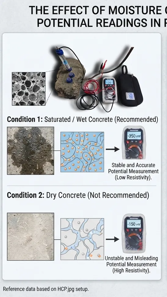 Why Does Moisture Content Matter in Half-Cell Corrosion Potential Readings?