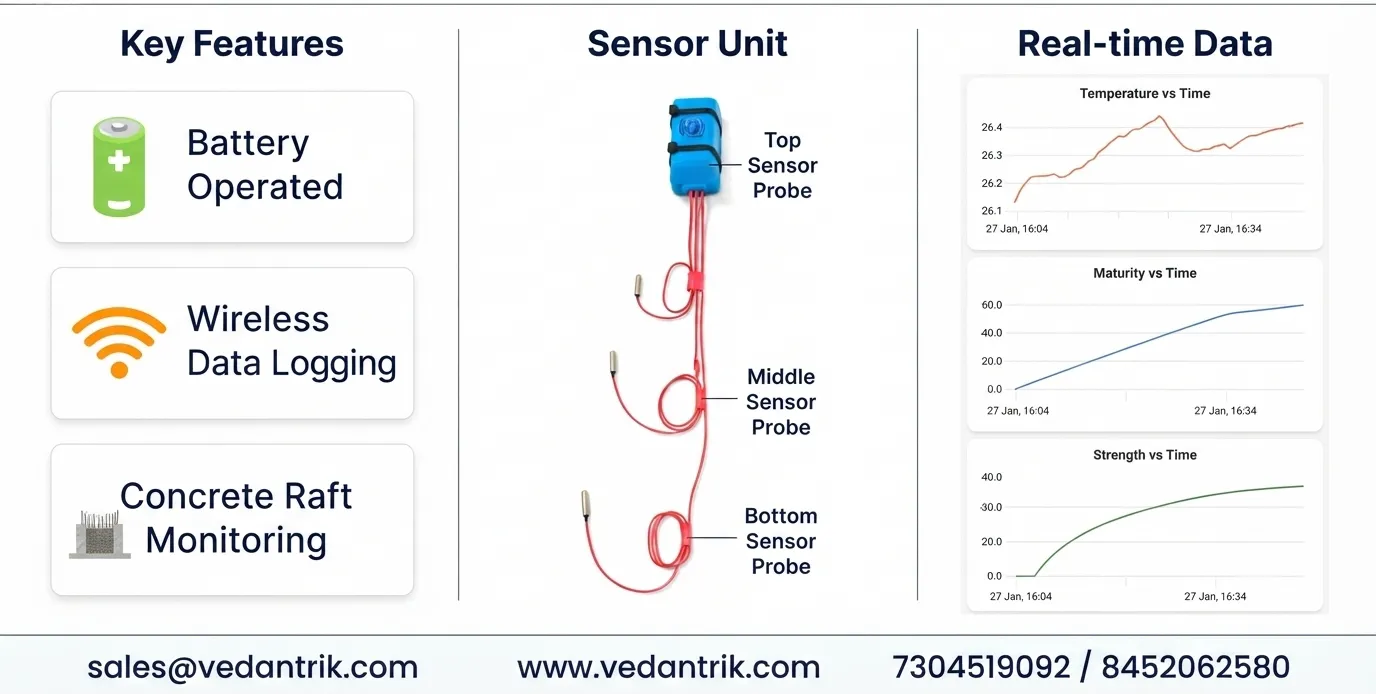 Concrete Maturity Sensor with 4-Point Temperature Sensing for Accurate Strength Prediction In India