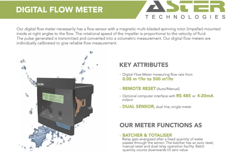 aster digital flow meter