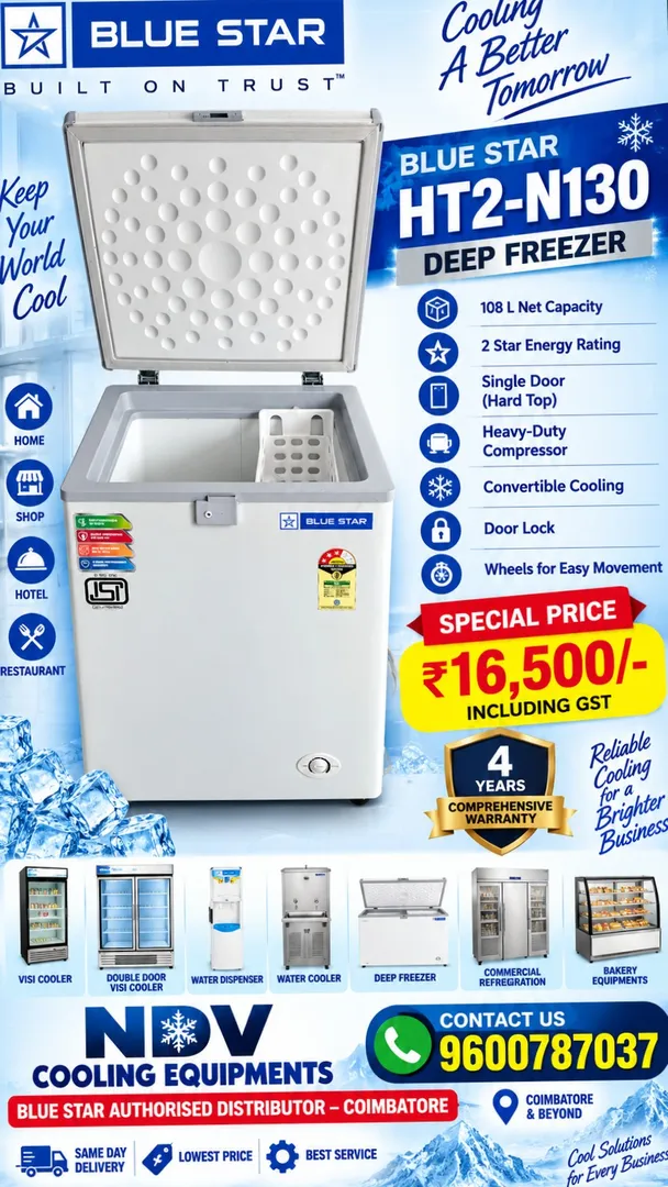 Ndv Cooling Equipments | Blue Star Authorised Commercial Deep Freezer Distributor In Coimbatore