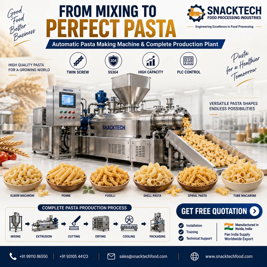 Best Pasta Making Machine Manufacturer in India | Automatic Pasta Extruder & Complete Pasta Plant