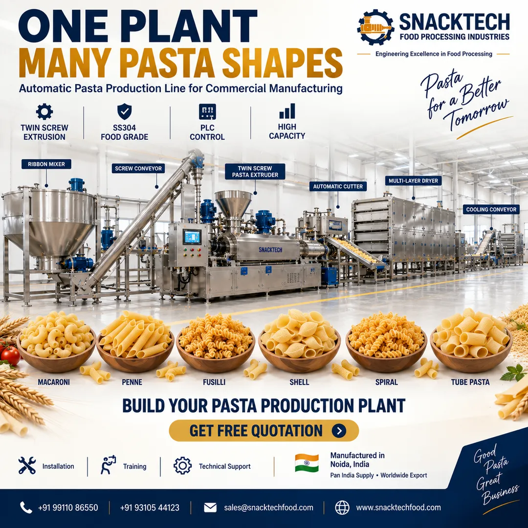 Pasta Making Machine Manufacturer in India | Automatic Pasta Production Plant & Extruder Machine
