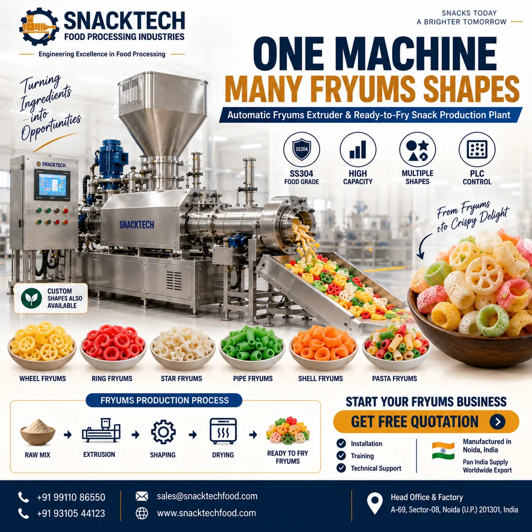 Fryums Making Machine Manufacturer in India | Automatic Fryums Extruder & Snack Production Plant