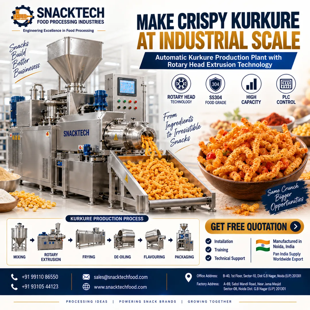Kurkure Making Machine Manufacturer in India | Automatic Kurkure Extruder & Production Plant