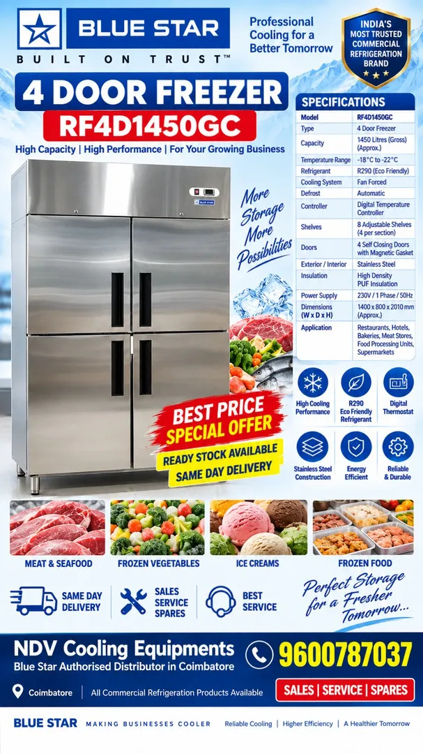 Ndv Cooling Equipments | Blue Star Authorised Commercial Deep Freezer Distributor In Coimbatore