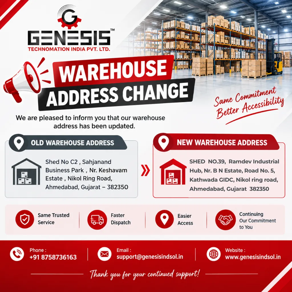 WAREHOUSE ADDRESS CHANGE – GENESIS TECHNOMATION INDIA PVT. LTD.