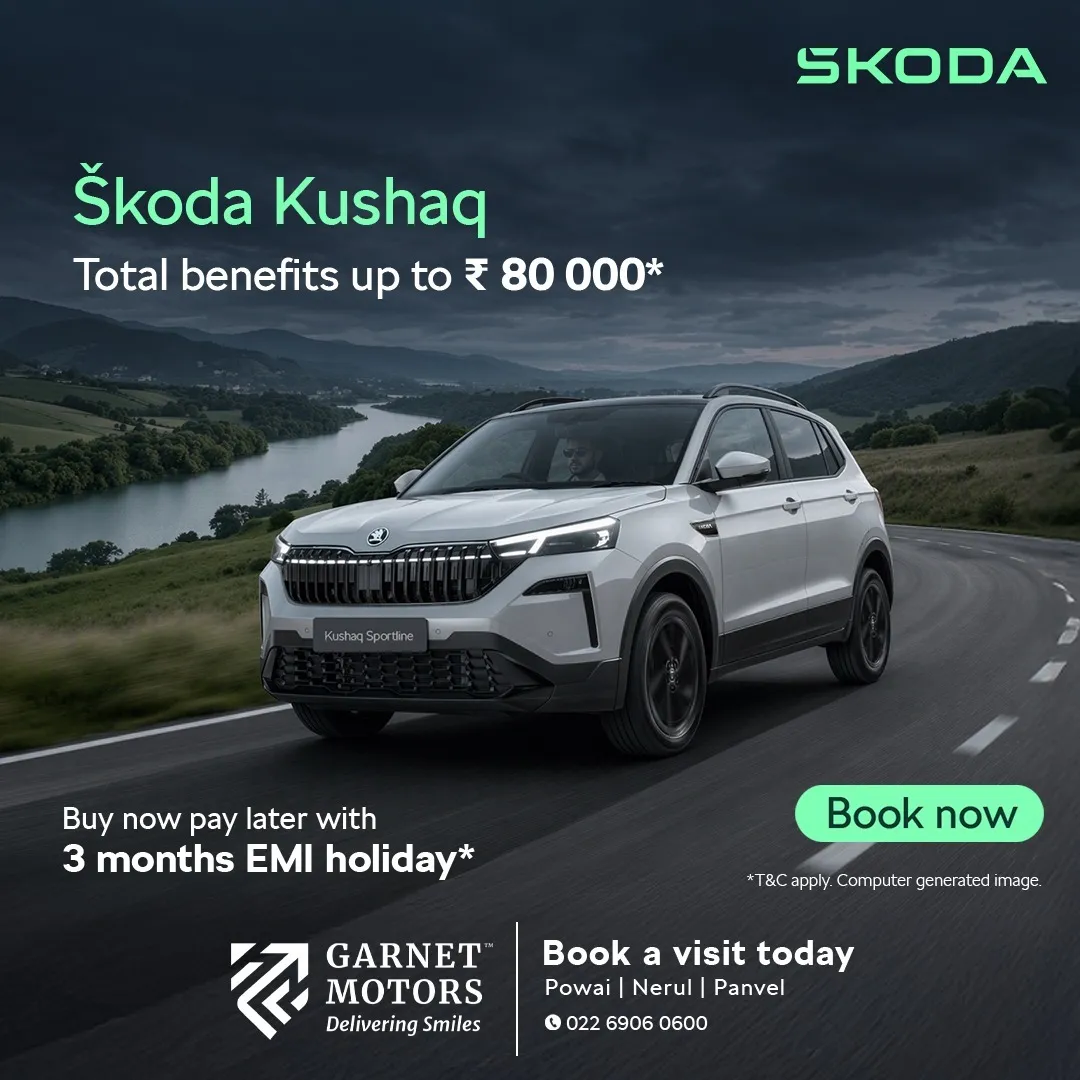 Škoda Kushaq in Powai, Nerul & Panvel | Up to ₹80,000 Benefits + 3-Month EMI Holiday