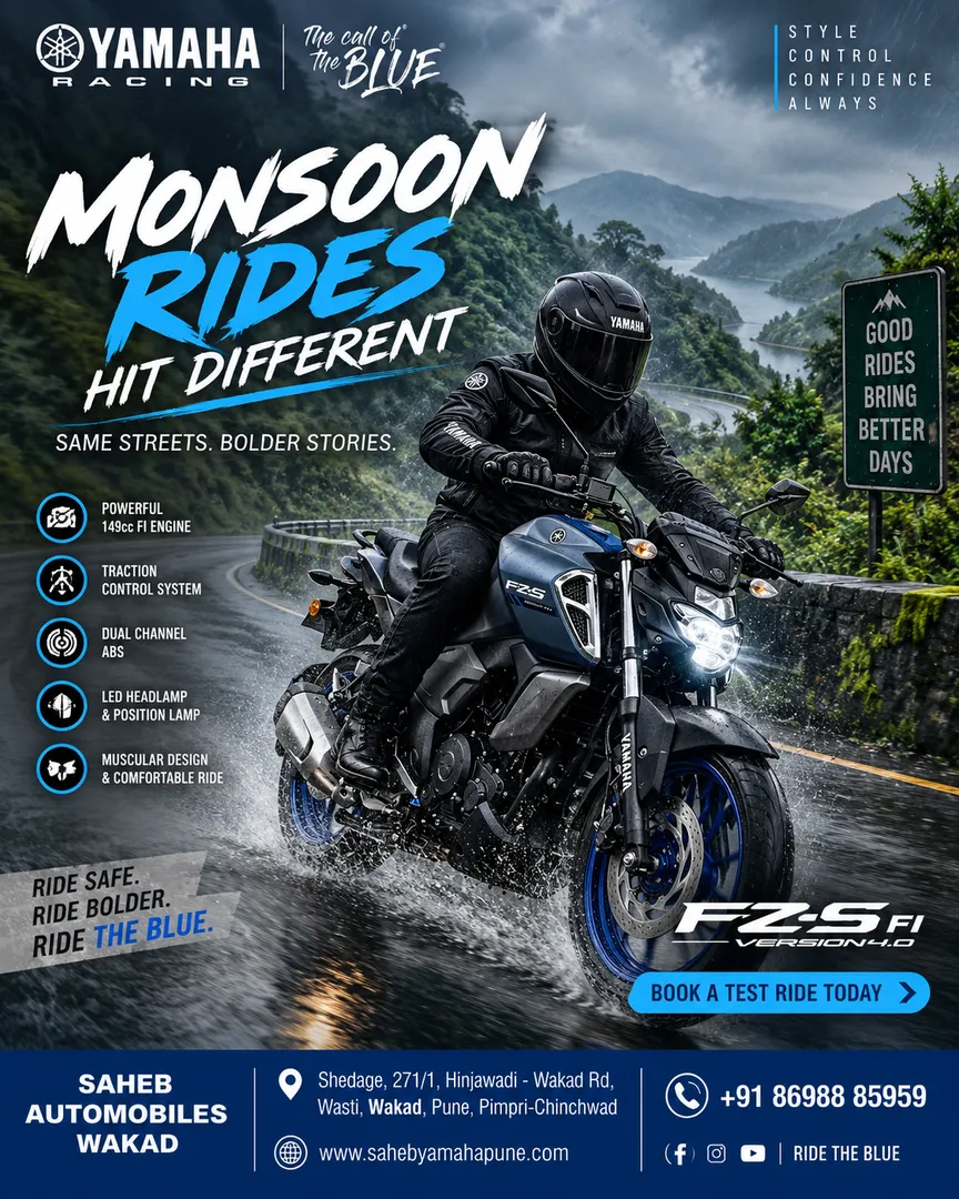 Yamaha FZS-FI V4 in Wakad, Hinjawadi & Pimpri-Chinchwad | Monsoon Rides Made Bolder