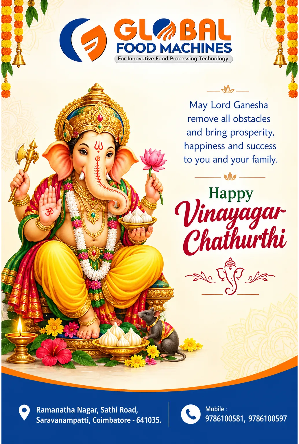 🐘 Happy Vinayagar Chathurthi – Wishes from Global Food Machines
