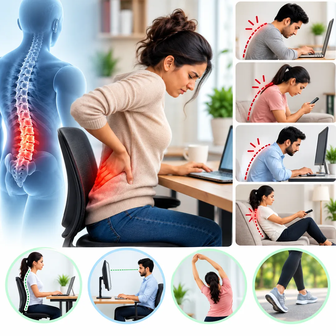 How to avoid back ache by proper sitting posture.?