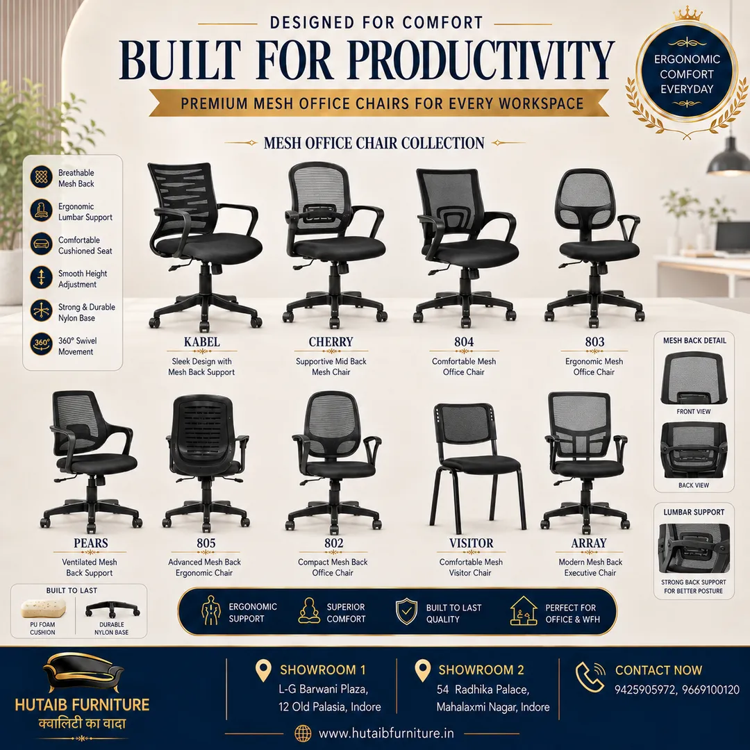 Premium Mesh Office Chairs in IndoreUpgrade your workspace with comfortable and stylish mesh office ...