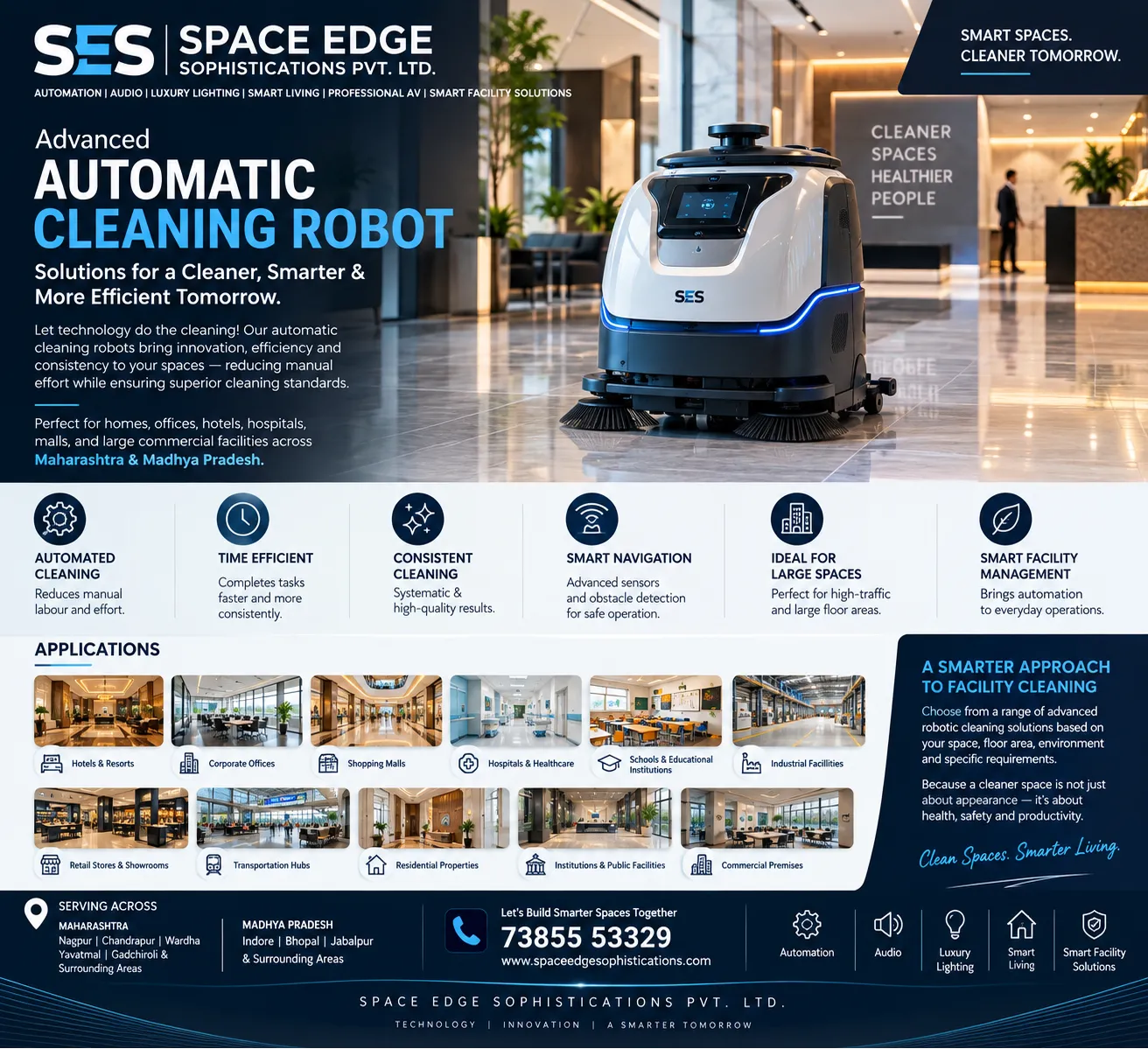 Automatic Cleaning Robot Solutions in Maharashtra & Madhya Pradesh | Space Edge Sophistications