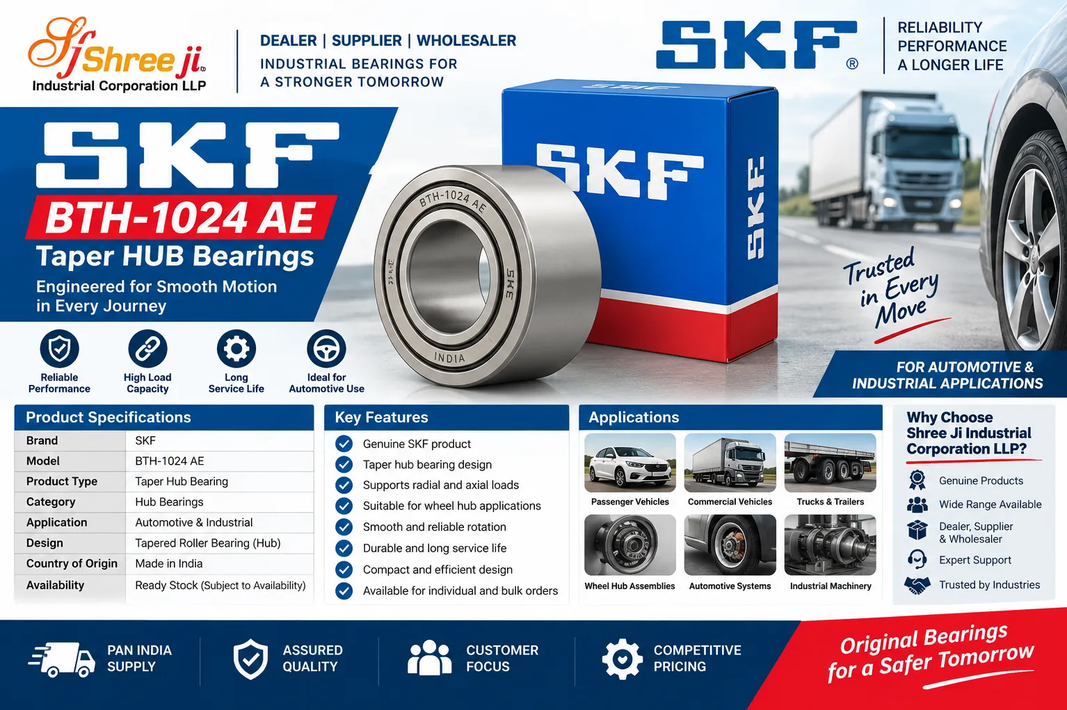 SKF BTH-1024 AE Taper Hub Bearings – Dealer, Supplier & Wholesaler in Delhi