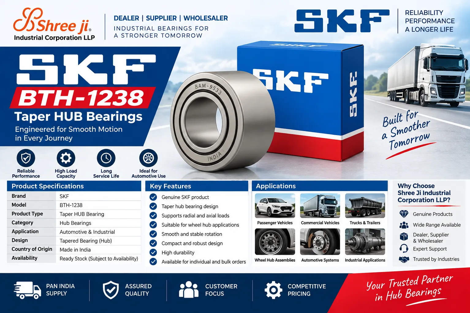 SKF BTH-1238 Taper HUB Bearings – Dealer, Supplier & Wholesaler in Delhi