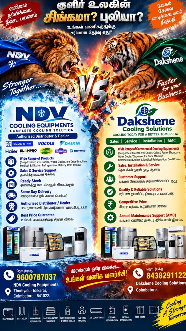 Blue Star Authorised Deep Freezer Visi Cooler dealers Dakshene Cooling Solutions In Coimbatore