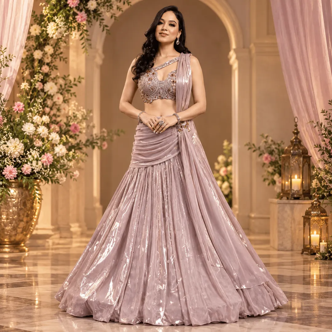 Indo-Western Fusion Drape Lehenga