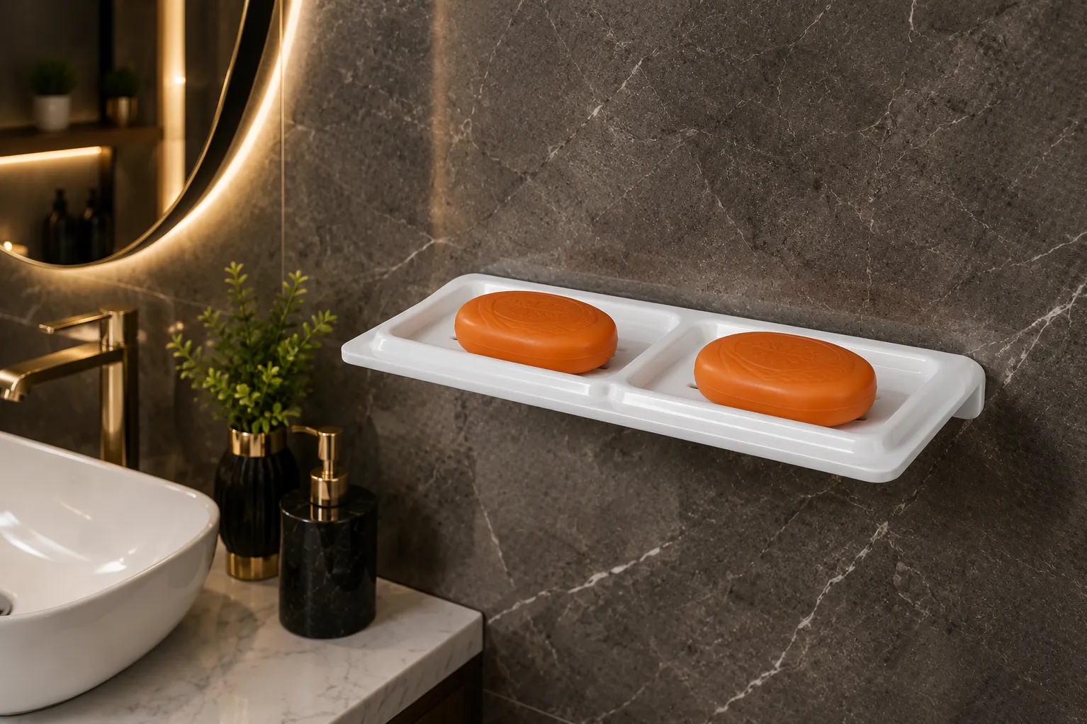 Acrylic deluxe double soap dish