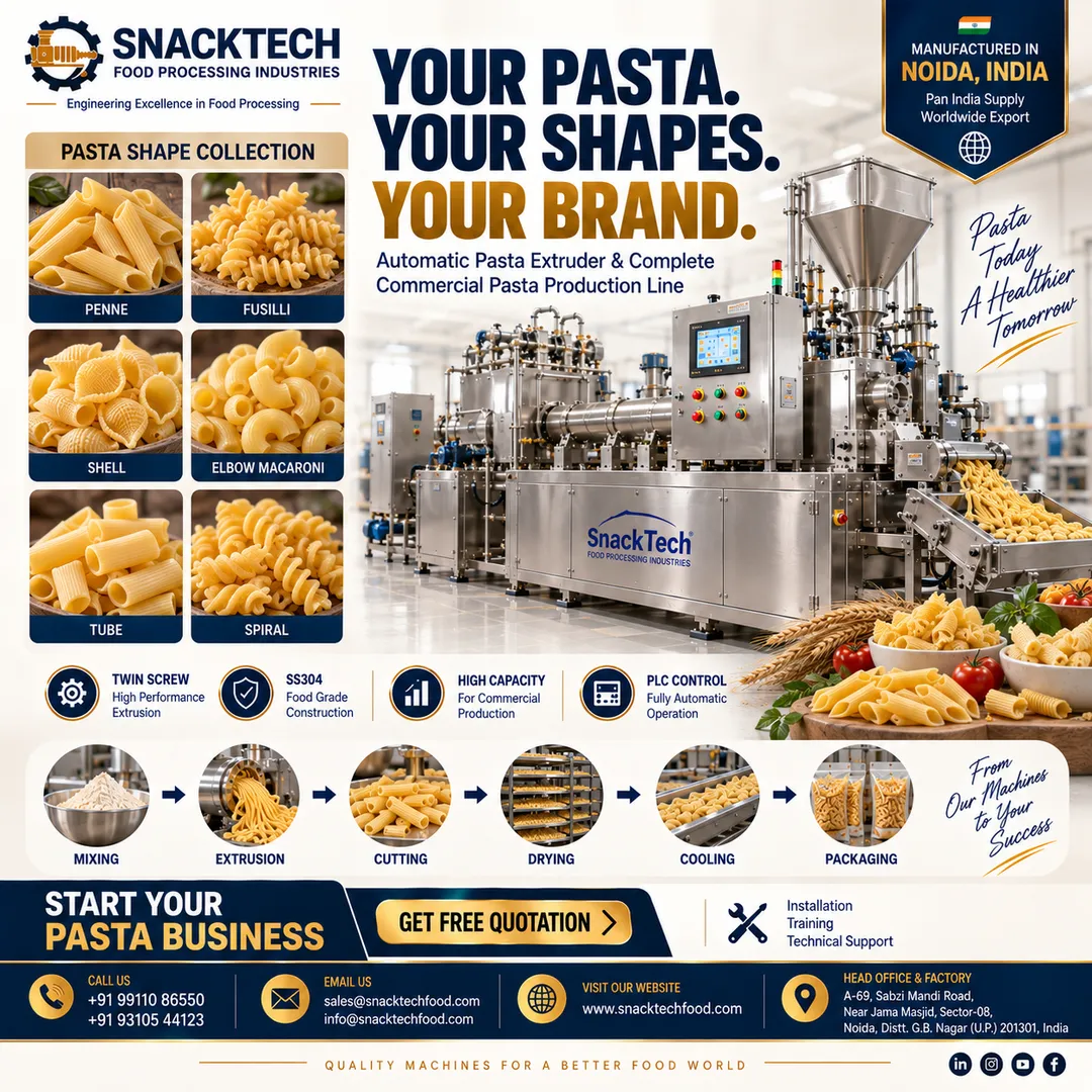 Pasta Making Machine Manufacturer in India | Automatic Pasta Extruder & Commercial Production Plant