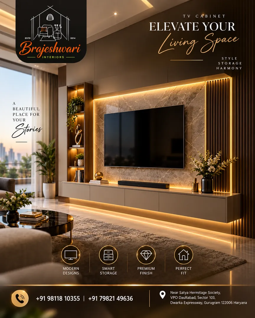 Custom TV Cabinets in Gurugram | Brajeshwari Interiors