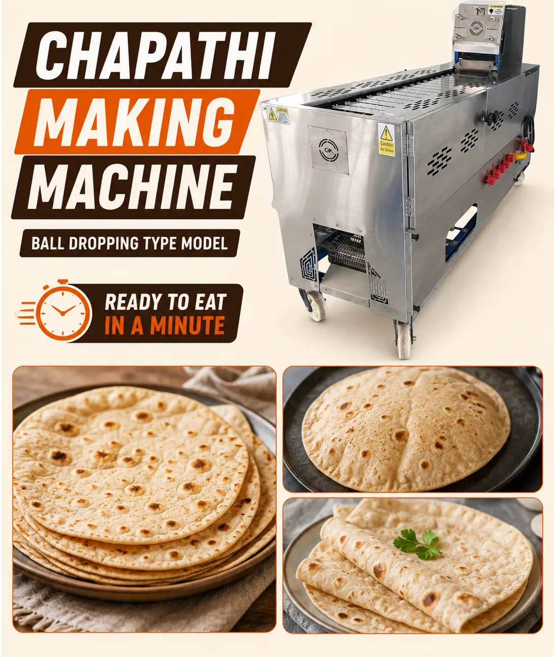 Automatic Chapathi Machine Ball Droping Type