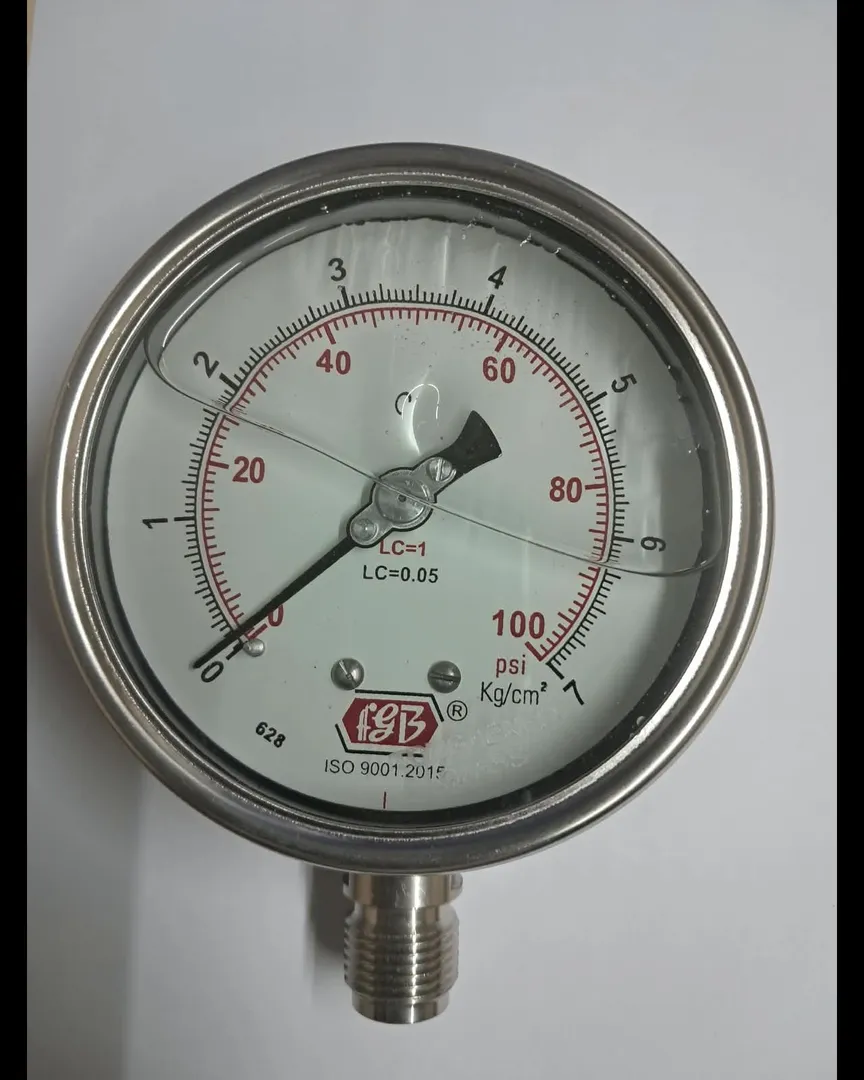 4'' DIAL0-100 PSI 3/8 BSP BOTTOM COMPLETE SS GLY FILLED