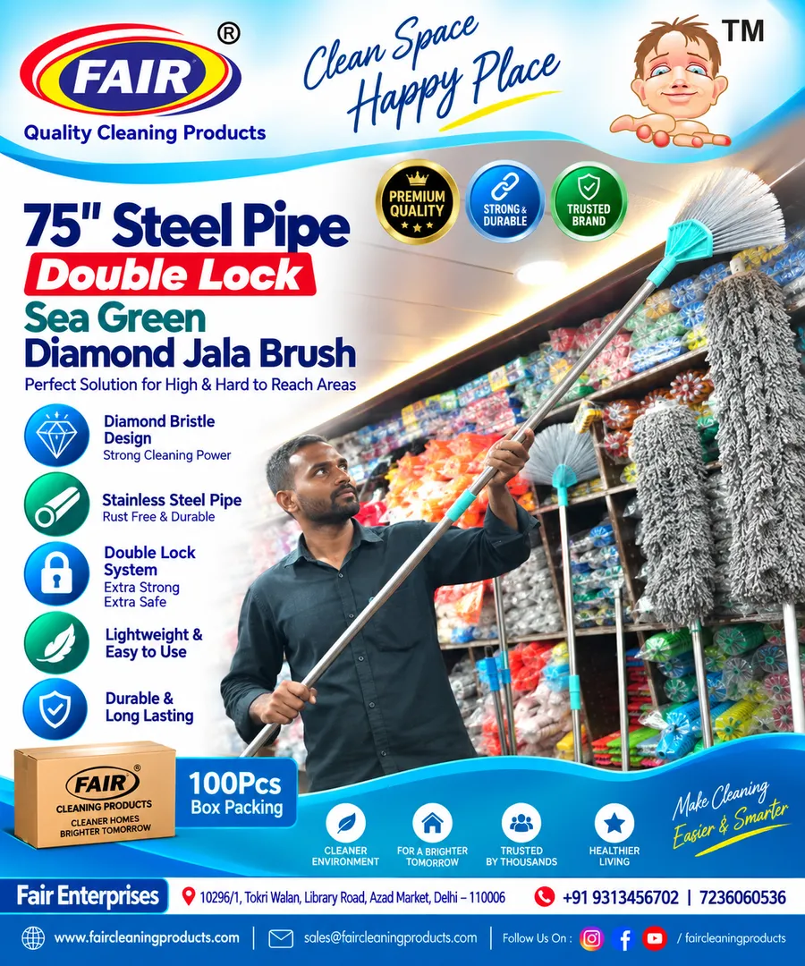 ✨ FAIR 75" Steel Pipe Double Lock Sea Green Diamond Jala Brush ✨
