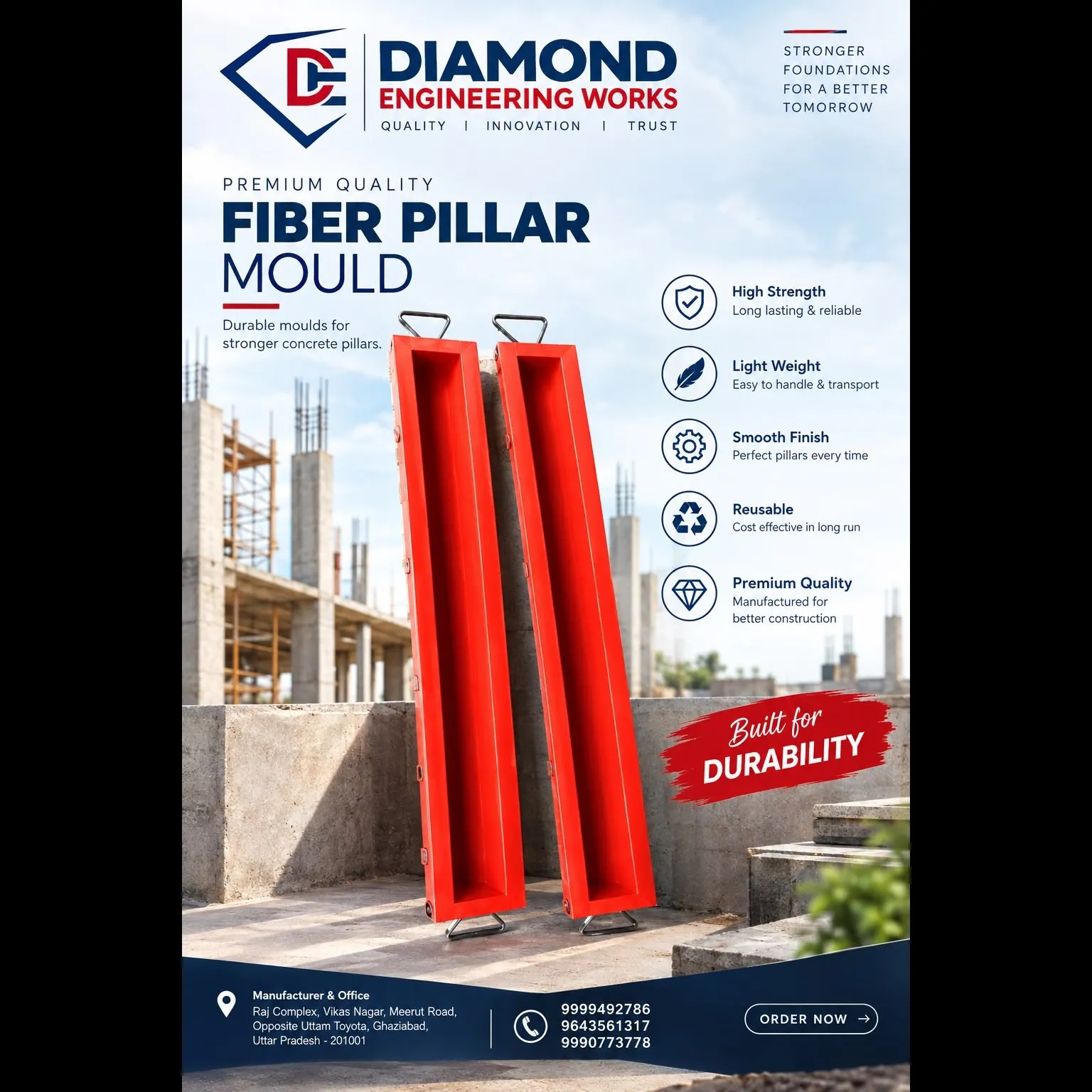 FRP Fencing Pole Mould Manufacturer in Ghaziabad – DIAMOND ENGINEERING WORKS