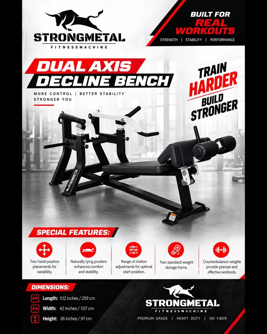 Dual Axis Decline Bench | Commercial Gym Equipment Manufacturer in Pune, Maharashtra