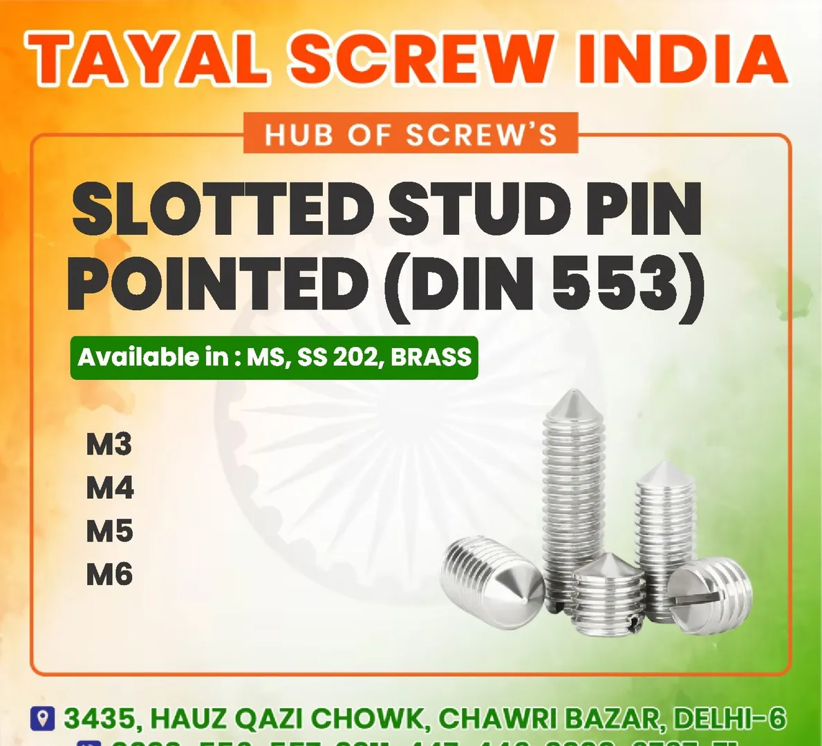 Slotted Stud Pin Pointed (DIN 553) Dealer In Delhi