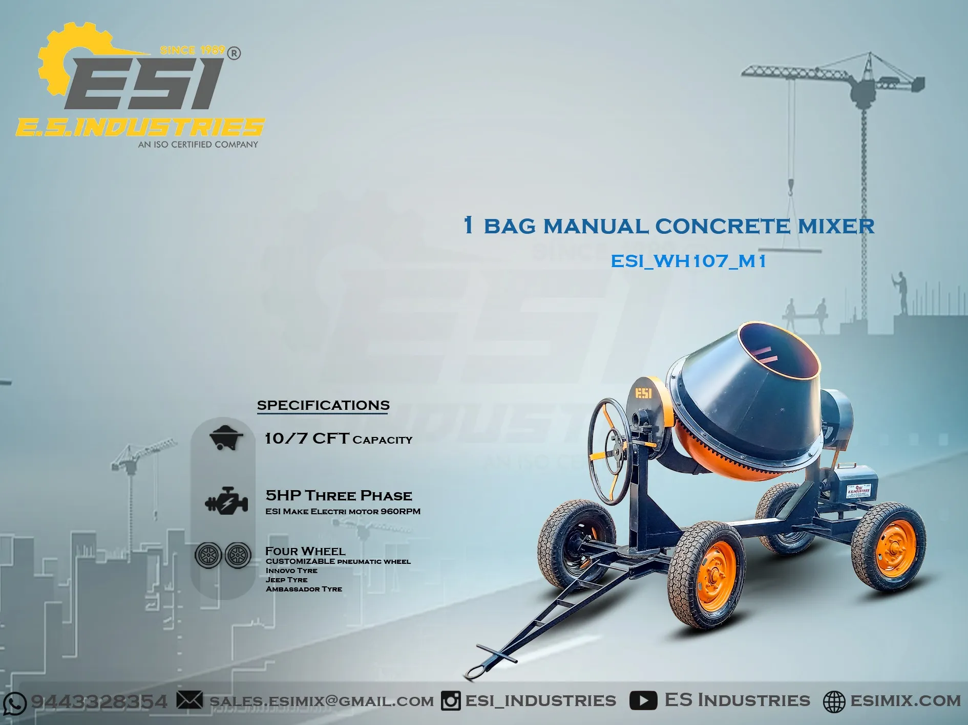 ONE BAG MANUAL CONCRETE MIXER / MOTOR IN TIRUNELVELI