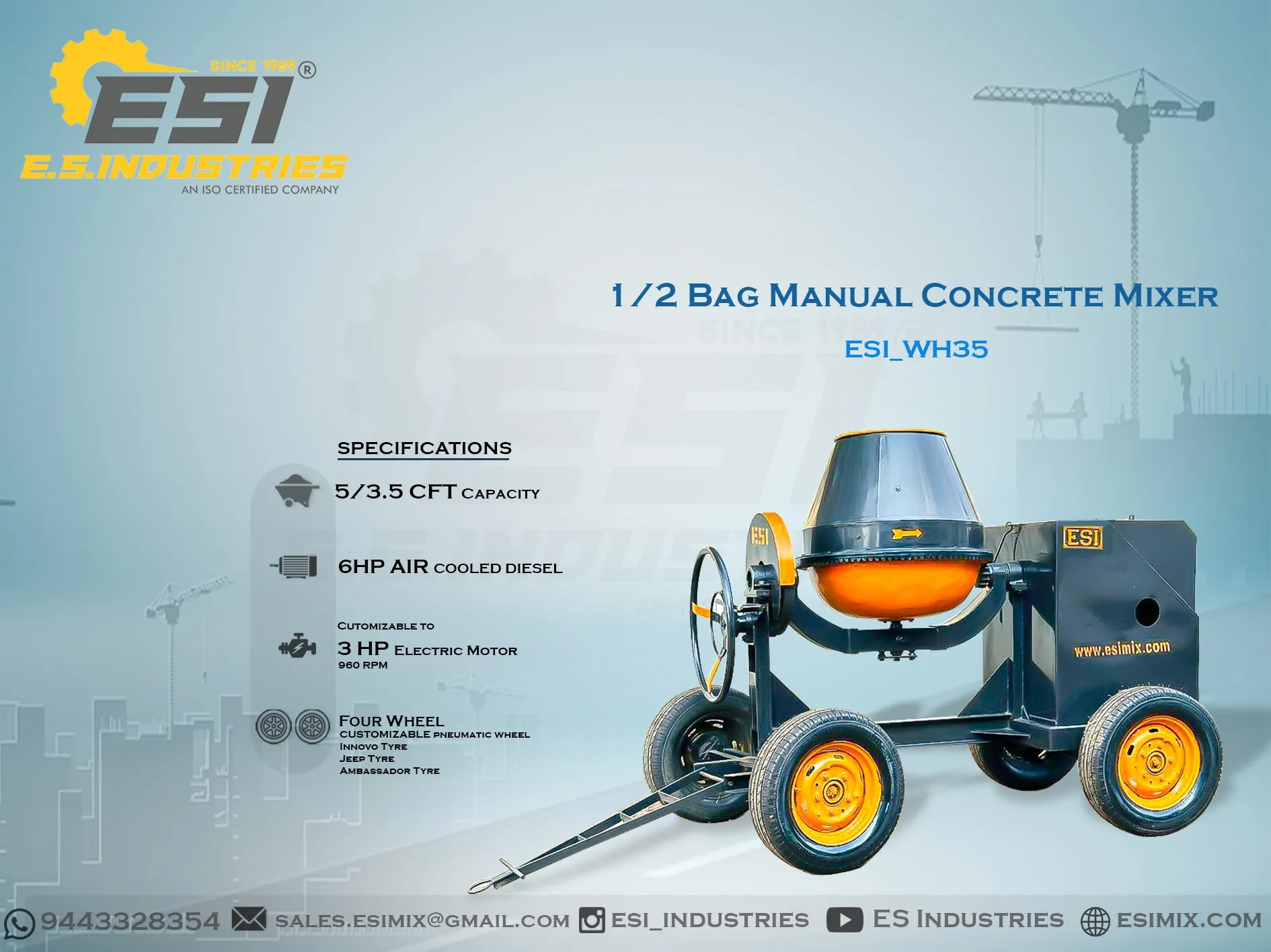 HALF BAG MANUAL CONCRETE MIXER IN TIRUVANNAMALAI