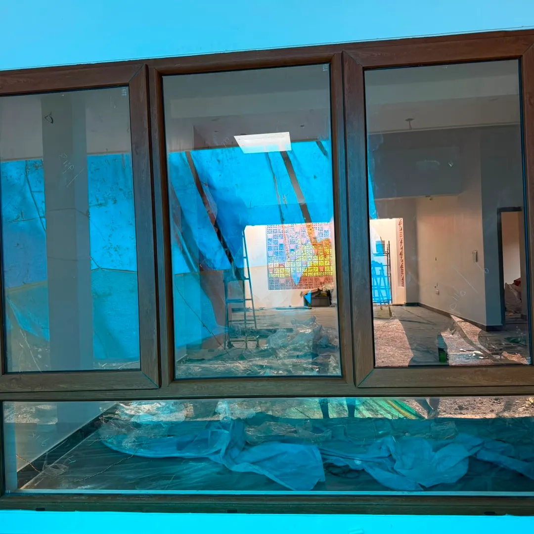 upvc Golden Oak colour open type upvc window