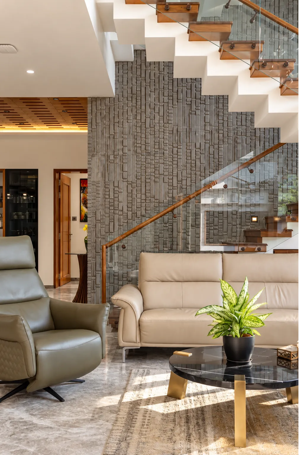 Premium marble flooring and modern living room