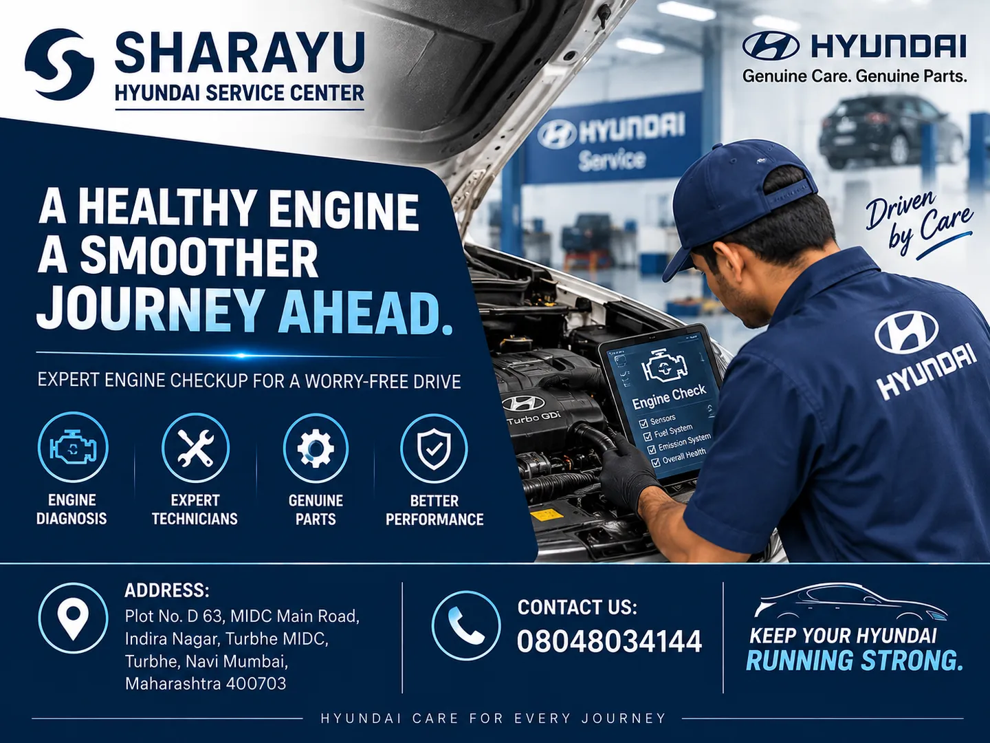 Hyundai Engine Check-Up in Turbhe | Expert Engine Diagnosis & Service | Sharayu Hyundai