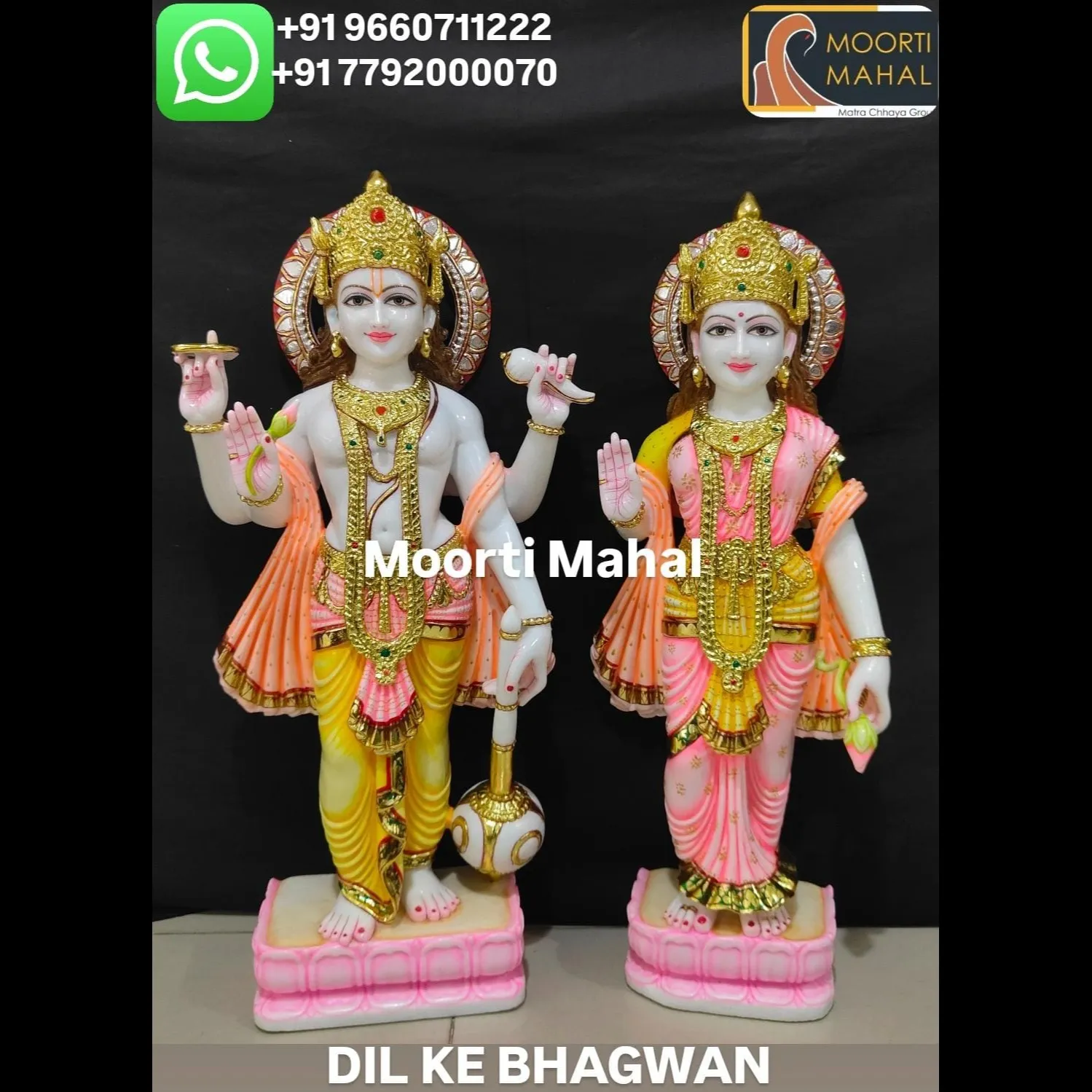 Marble vishnu laxmi statue