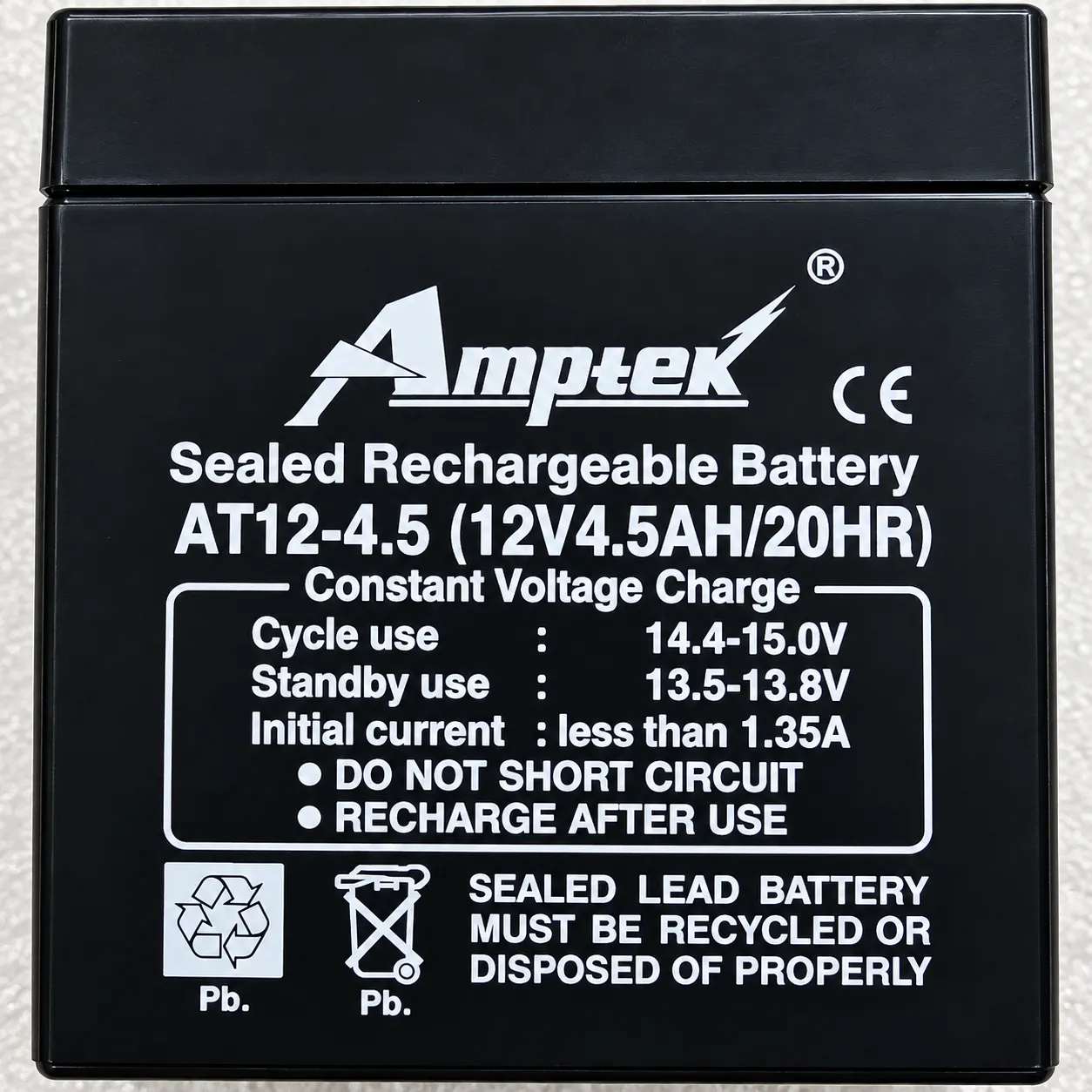 12V 4.5Ah Sealed Lead Acid Medical Battery | Amptek AT12-4.5 | VRD Solution