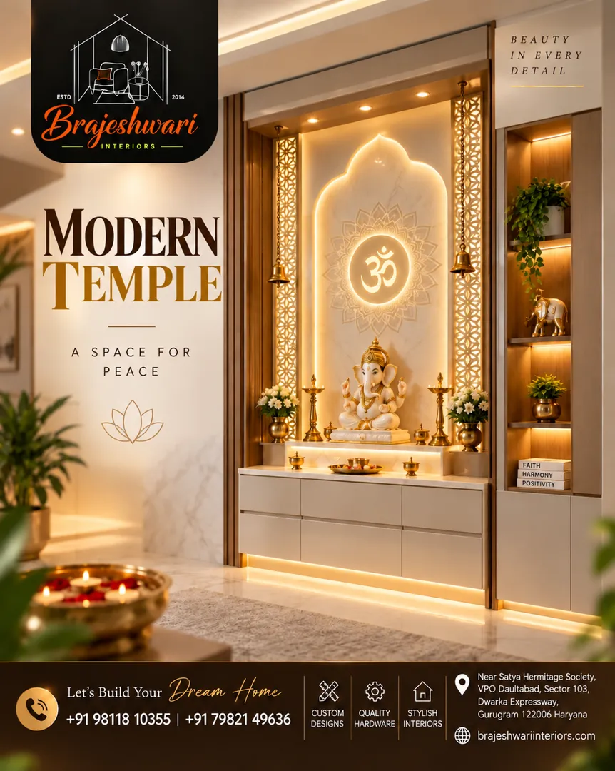 Transform your home into a serene sanctuary with a custom-crafted Modern Temple. ✨🌸