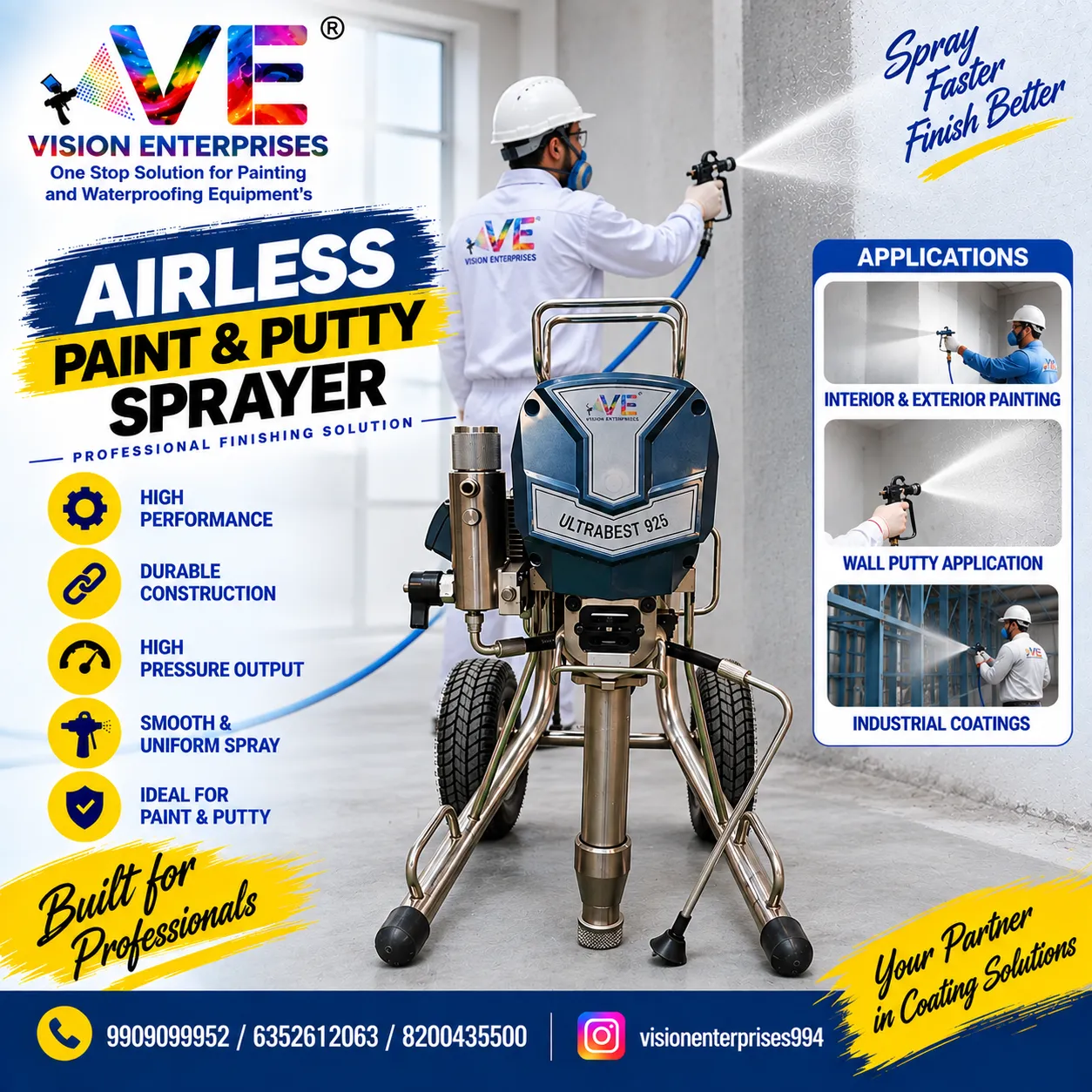 ULTRABEST 925 Heavy Duty Airless Paint & Putty Machine