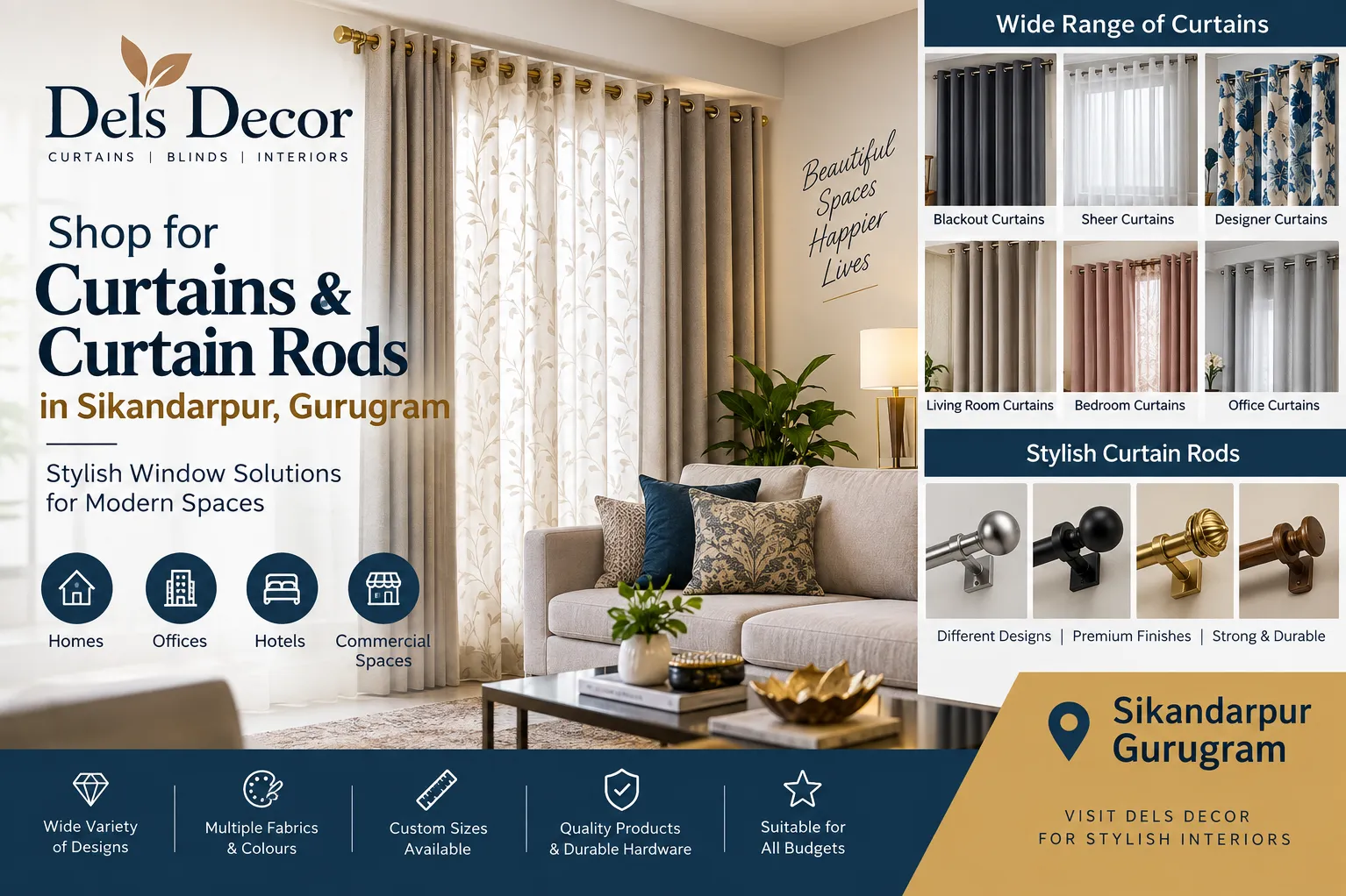 Shop For Curtains and rod in Sikandarpur Gururgram