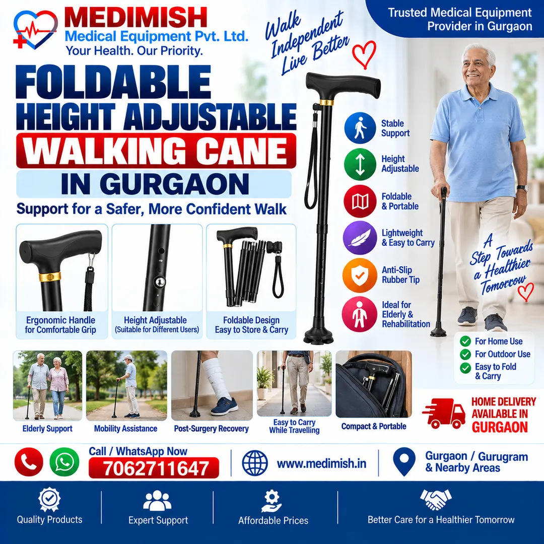 Foldable Height Adjustable Walking Cane | Walking Stick for Men, Women & Elderly