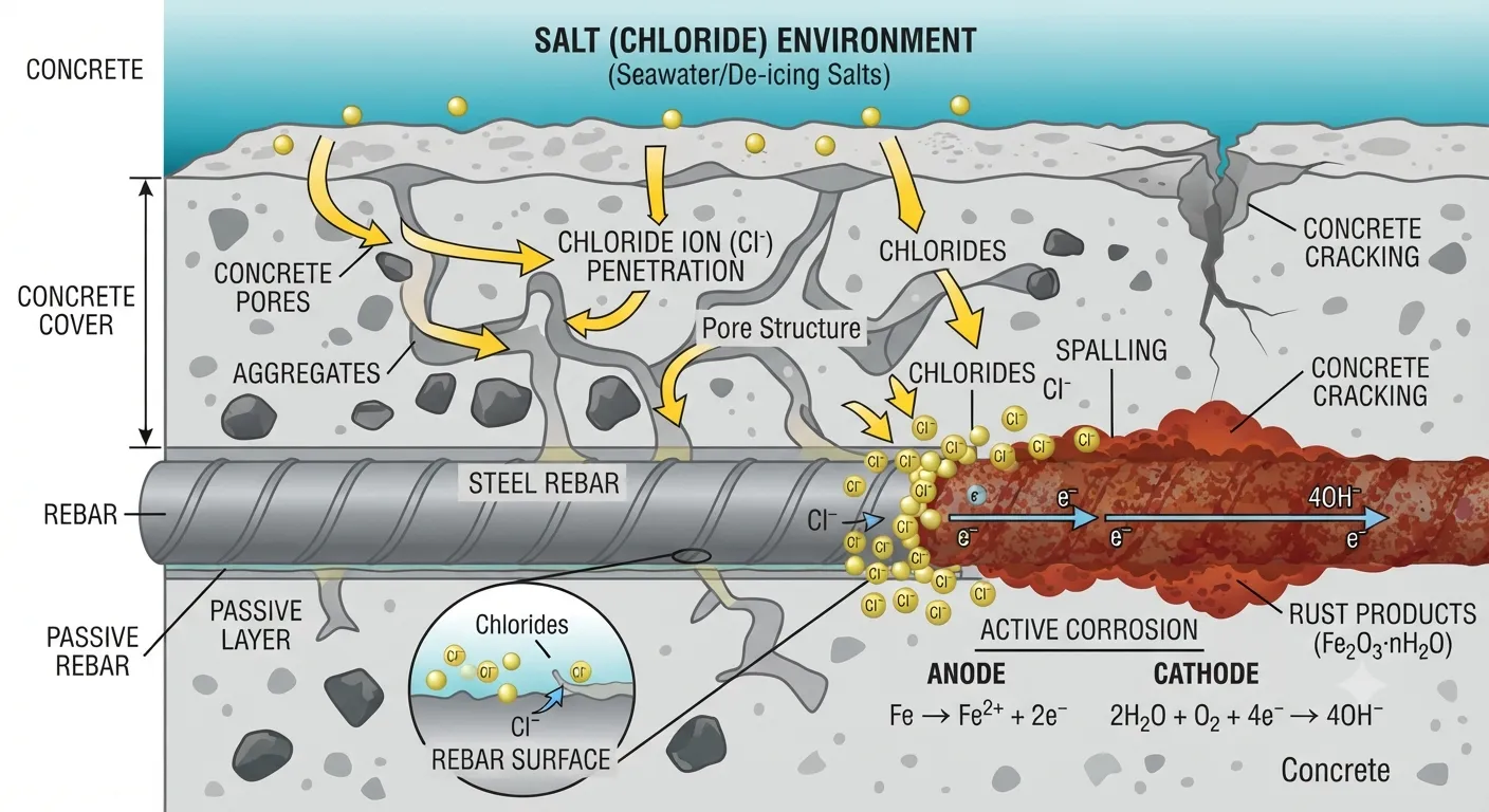 How Does Concrete Microstructure Influence Chloride Ion Penetration?