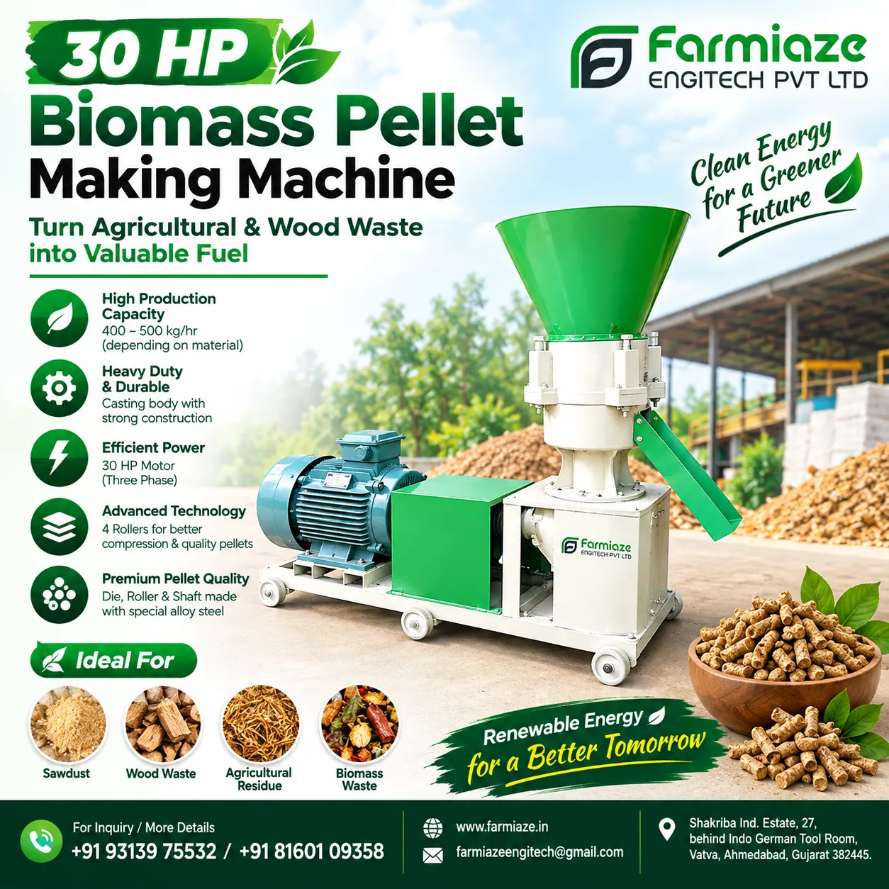 30 HP Biomass Pellet Making Machine Manufacturer in Maharashtra